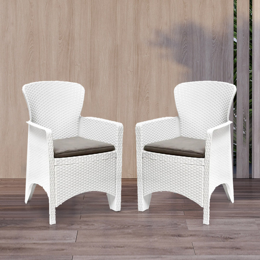 Nilkamal Breeze Outdoor Set of 2 Chairs with Cushion (Milky White & Grey)