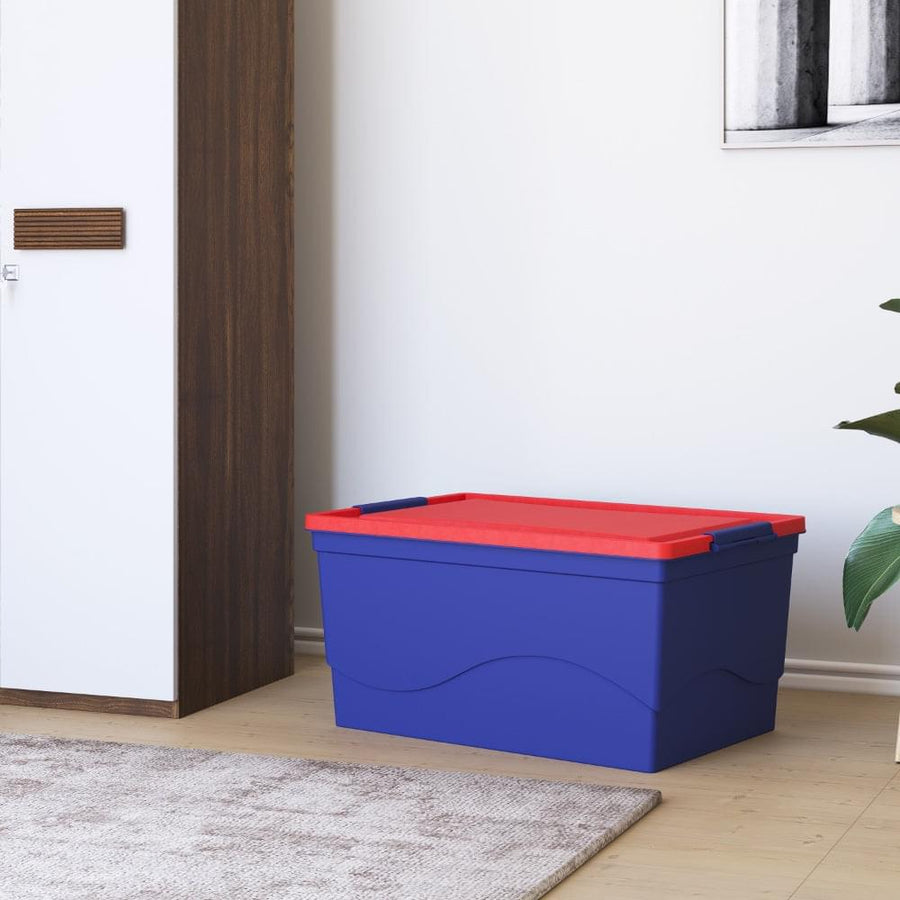 Nilkamal 50 Litre Multipurpose Storage Box with Lid (Blue and Red)