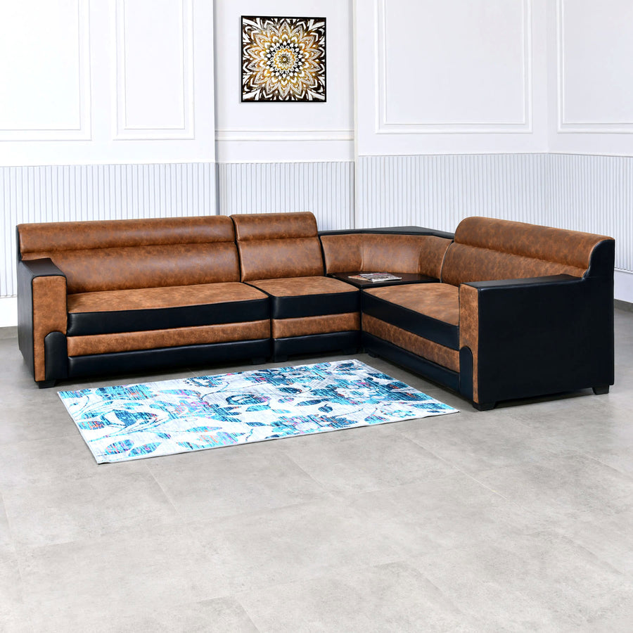 Nilkamal Dzire Corner Sofa (Orange / Brown)