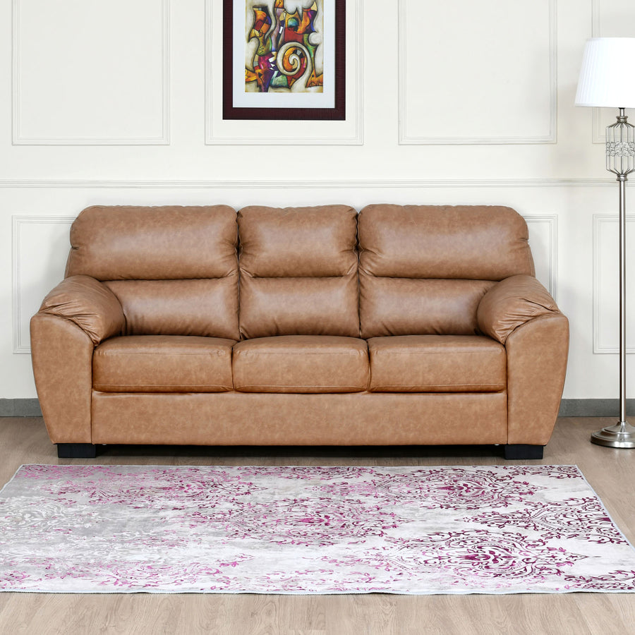 Nilkamal Frankston 3 Seater PVC Sofa (Tanin Brown)