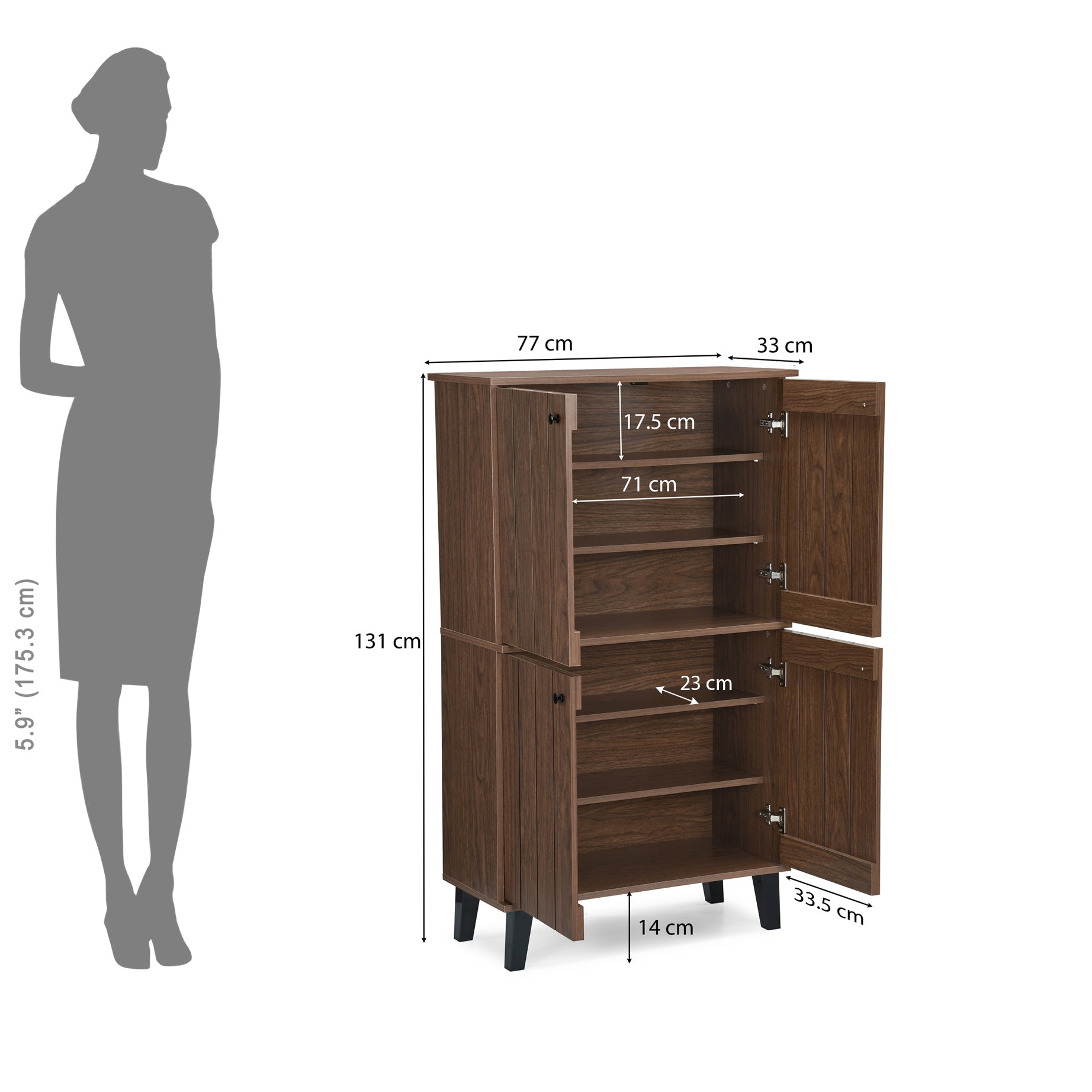 Nilkamal Wildon 4 Door Shoe Rack (Walnut)