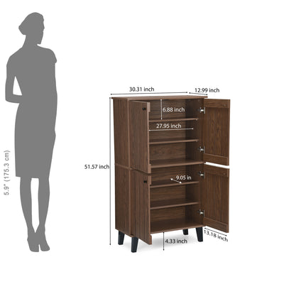 Nilkamal Wildon 4 Door Shoe Rack (Walnut)
