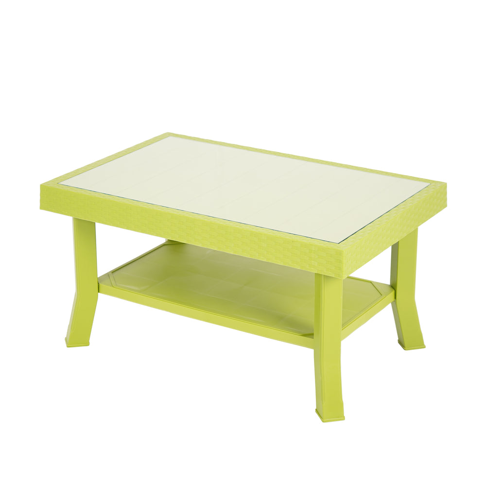 Nilkamal Center Table 1 Cane & Glass