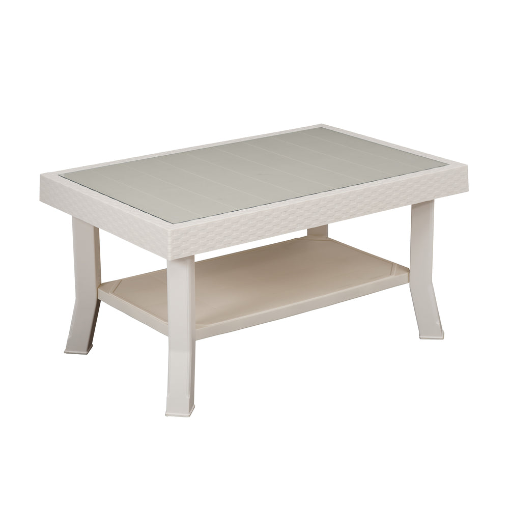 Nilkamal Center Table 1 Cane & Glass