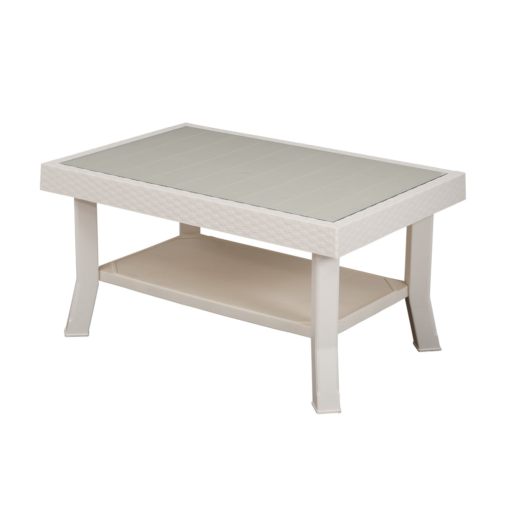 Nilkamal Center Table 1 Cane & Glass