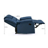 Nilkamal Sierra 1 Seater Manual Recliner Sofa (Blue) - Extended Size In Inches