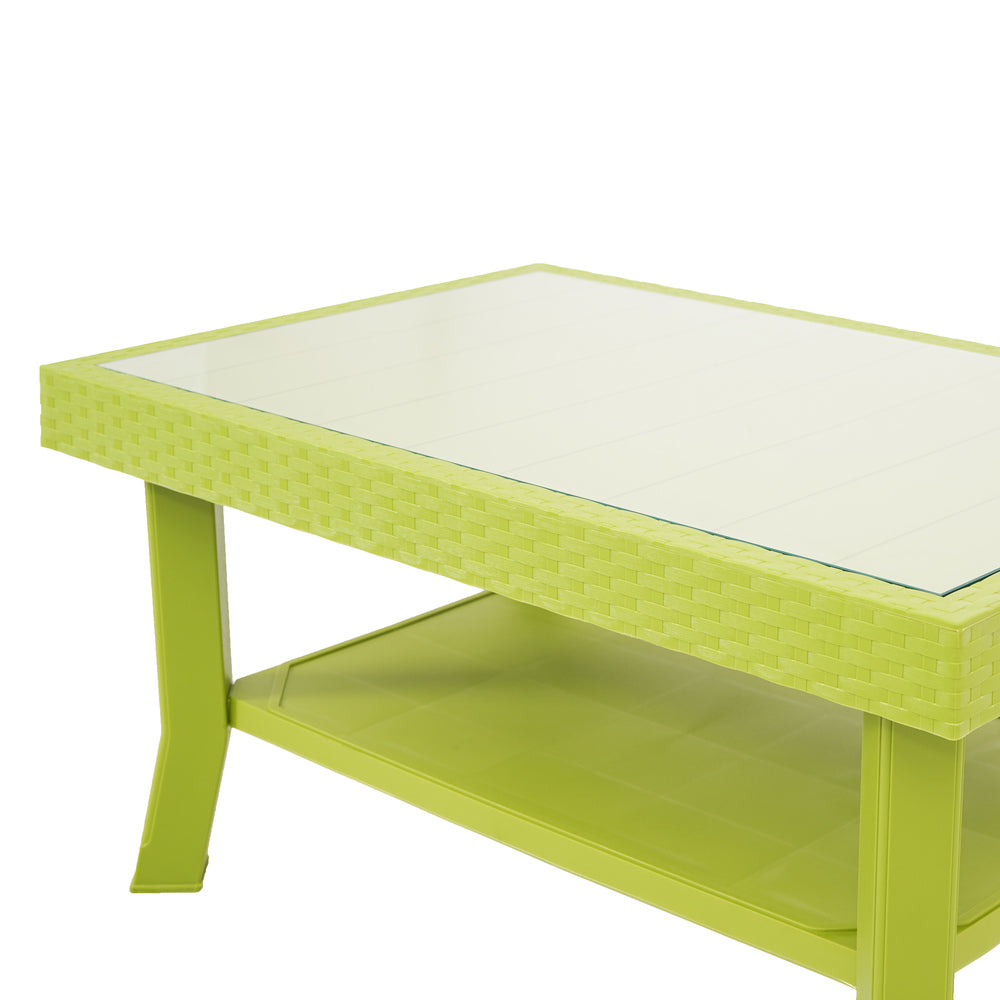 Nilkamal Center Table 1 Cane & Glass