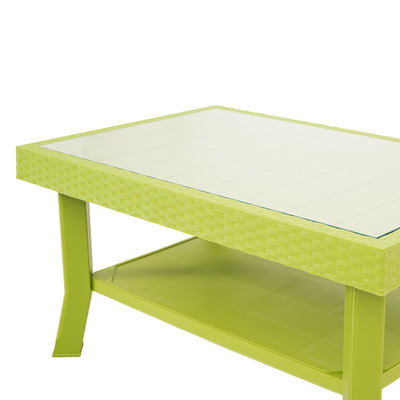 Nilkamal Center Table 1 Cane & Glass