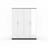 Nilkamal Mozart 4 Door Mirror Wardrobe (Walnut / White) - Front View