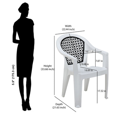 Nilkamal Paradise Plastic Arm Chair (Milky White & Black)