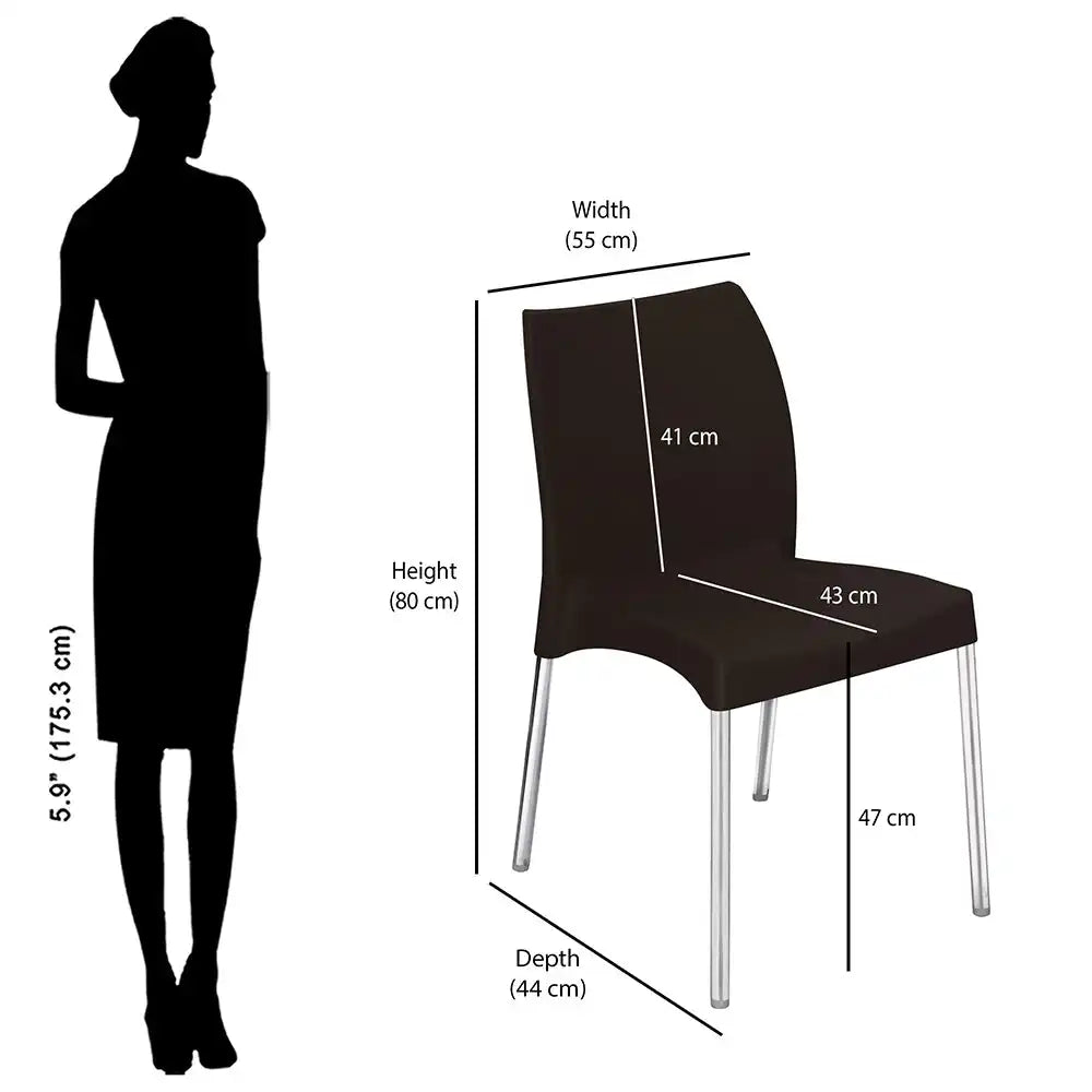 Nilkamal Novella 07 Plastic Armless Chair (Season Rust Brown) – Size In Centimeter