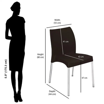 Nilkamal Novella 07 Plastic Armless Chair (Season Rust Brown) – Size In Centimeter