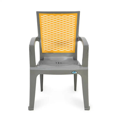 Nilkamal CHR2226 Plastic Arm Chair (Haze Grey & Mustard Yellow) - Front View