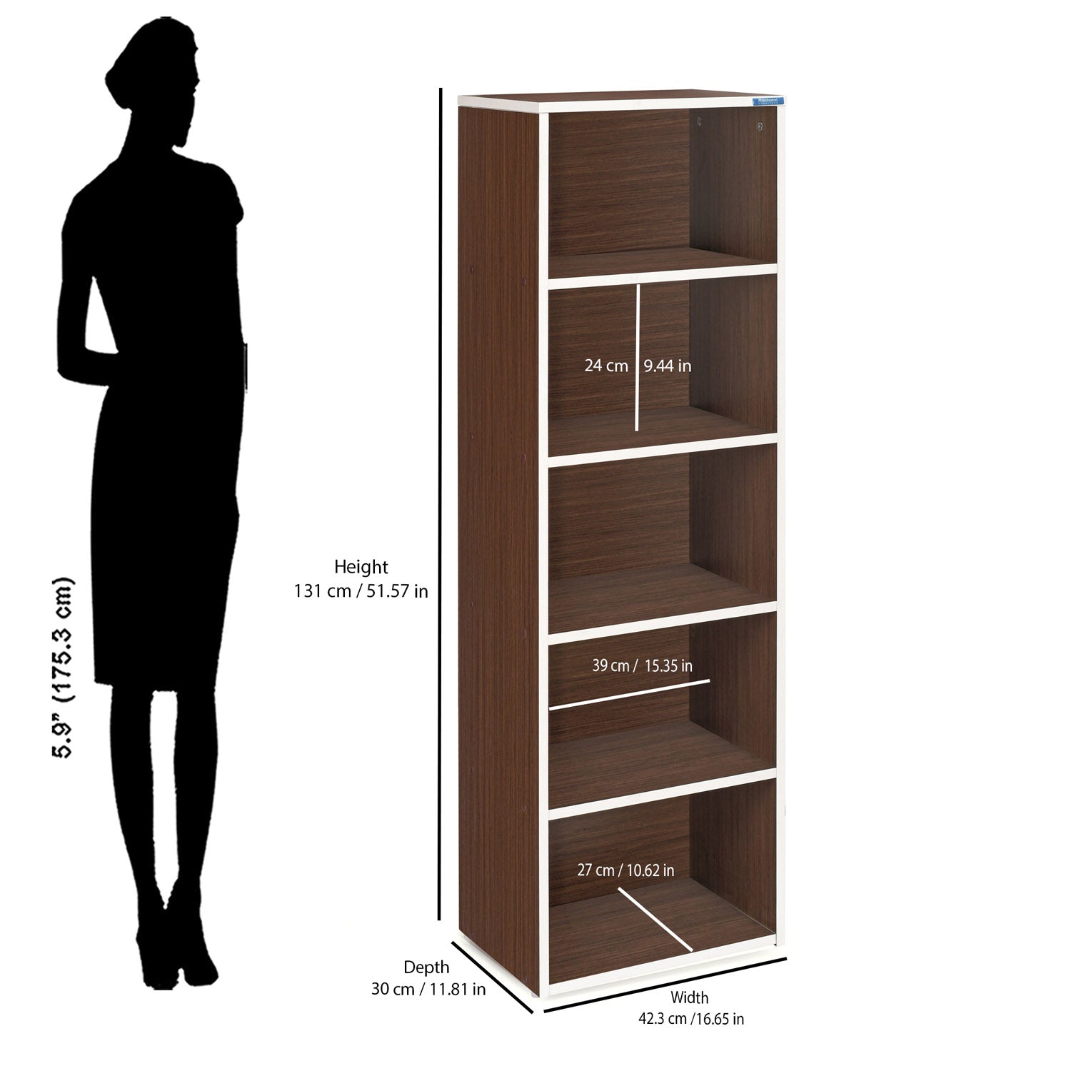 Nilkamal Halo 5 Tier Storage Cabinet (Legno Oak)