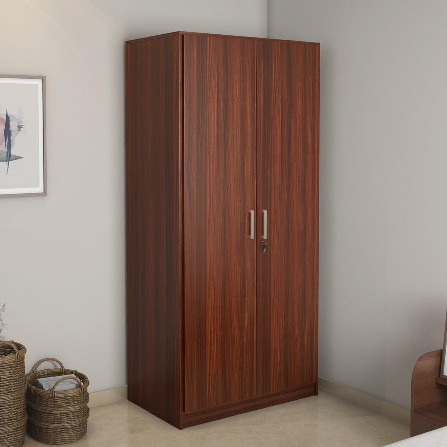 Max 2 Door Engineered Wood Wardrobe without Mirror (Classic Walnut)