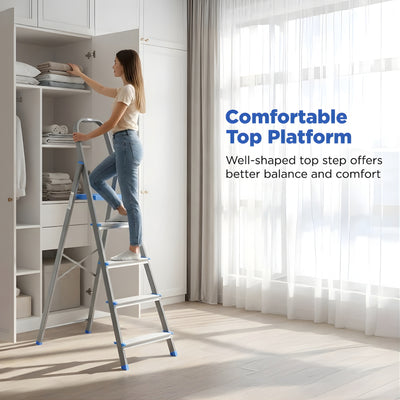 Nilkamal Rise 5 Step Steel Ladder (Grey)