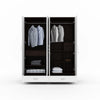 Nilkamal Mozart 4 Door Mirror Wardrobe (Walnut / White) - Front View With Open Storage 2