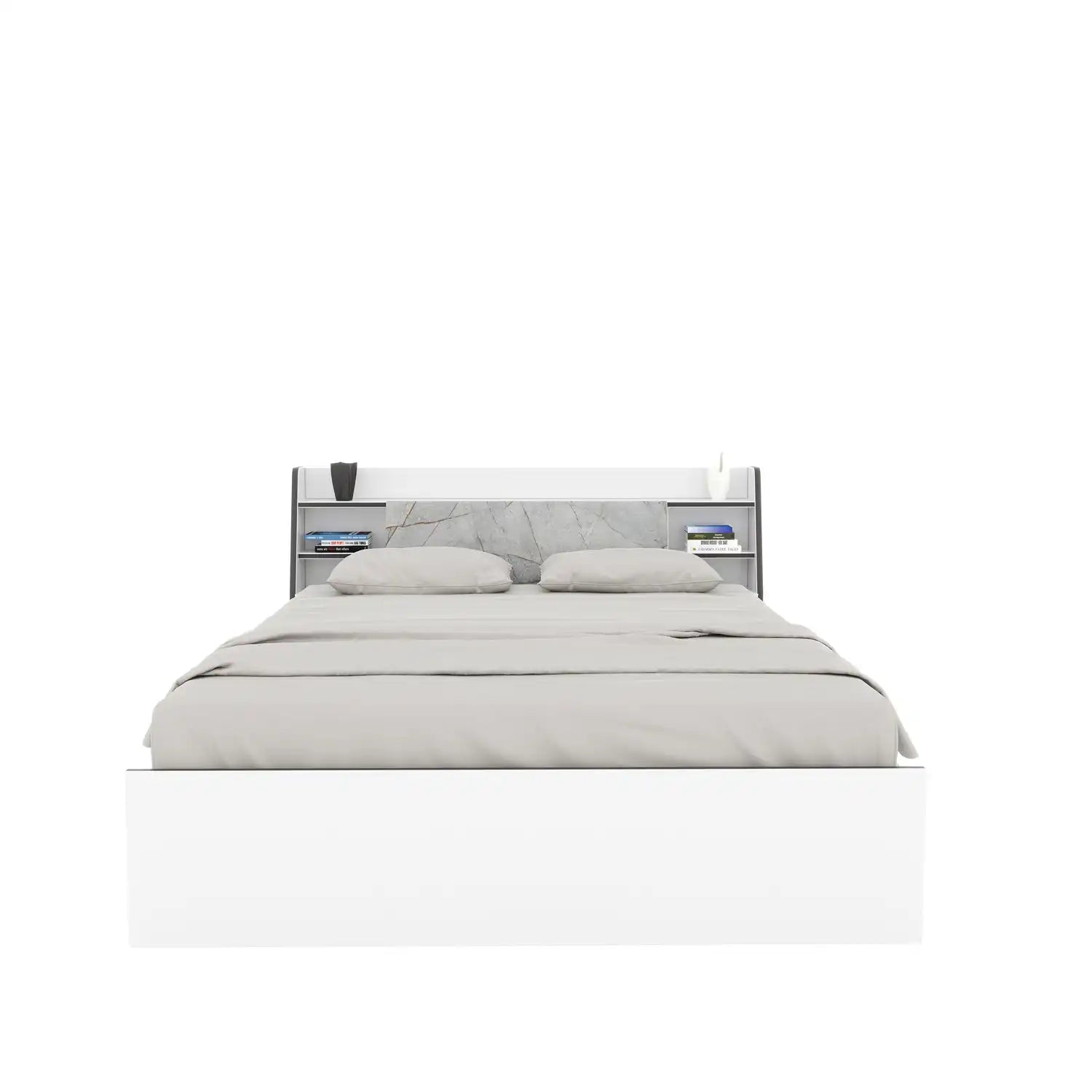 Nilkamal Marbito King Bed With Headboard & Box Storage (White)