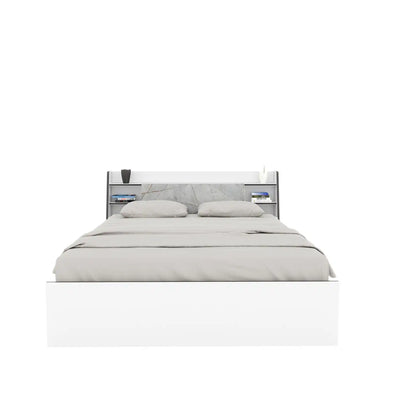 Nilkamal Marbito King Bed With Headboard & Box Storage (White)