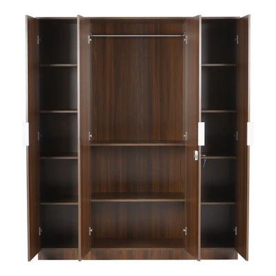 Nilkamal Joyce 4 Door Wardrobe (Classic Walnut)