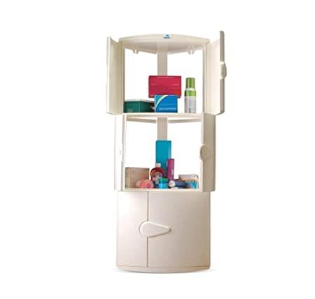 Nilkamal 3 Door Plastic Storage Corner Cabinet (Ivory)