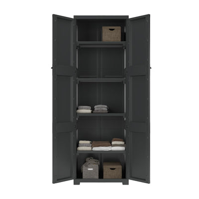 Nilkamal Freedom Large (FML) Plastic Storage Cabinet (Charcoal Grey) - Open Storage Front View