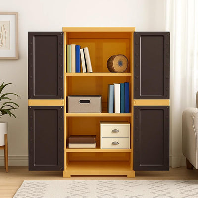 Nilkamal Freedom Mini Medium (FMM) Plastic Storage Cabinet/Bookshelf (Weathered Brown / Biscuit)