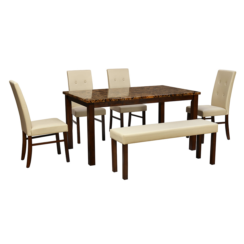 Nilkamal Venice 6 Seater Dining Set with Bench (Brown)