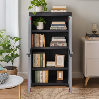 Nilkamal Freedom Mini Medium (FMM) Plastic Storage Cabinet/Bookshelf (Haze Grey/Charcoal Grey)