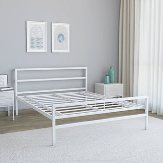 Nilkamal Striker Metal Queen Bed (White)