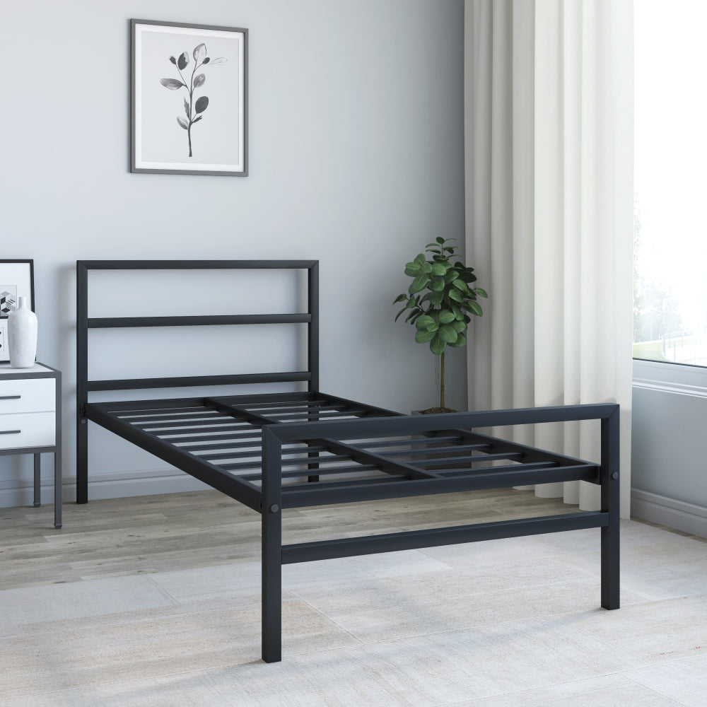 Nilkamal Striker Metal Single Bed (Black)