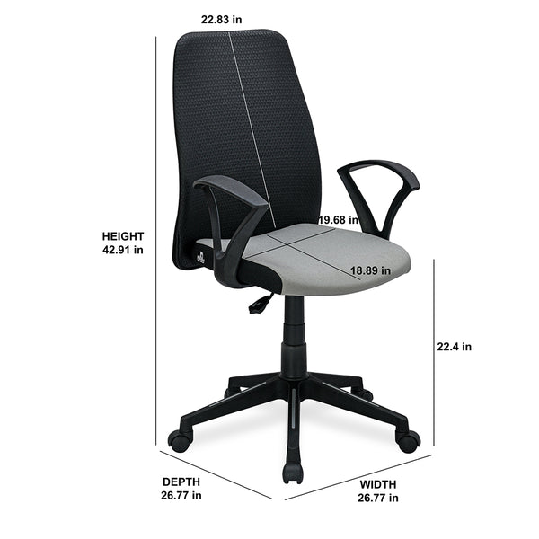 Nilkamal Solitaire Mid Back Chair (Grey/Black) - Main Image
