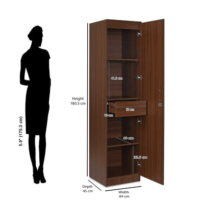 Nilkamal Joyce 1 Door Wardrobe (Classic Walnut)