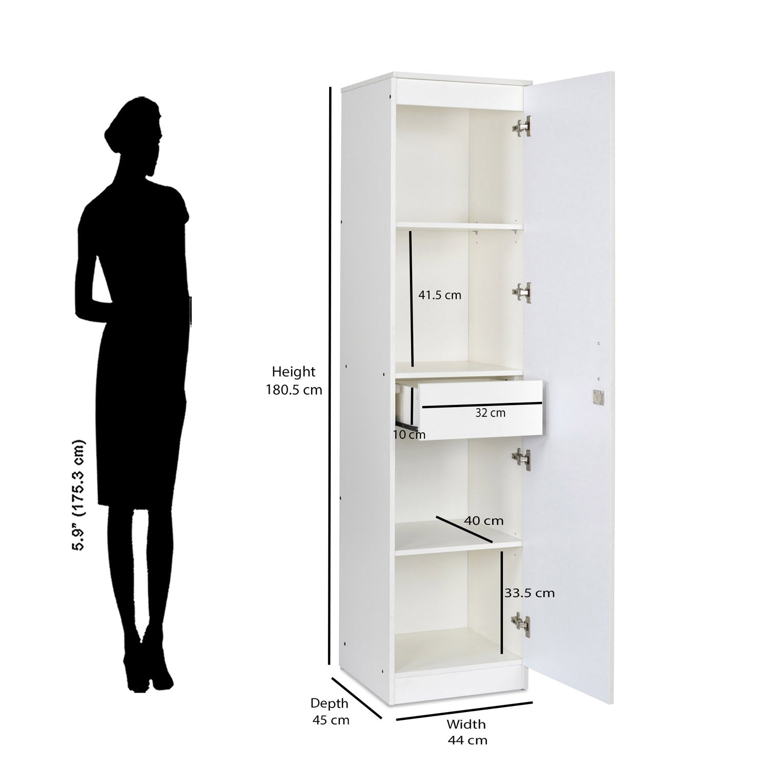 Nilkamal Marbito 1 Door Wardrobe (White)
