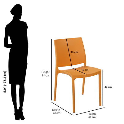Nilkamal Novella 08 Plastic Armless Chair (Orange)