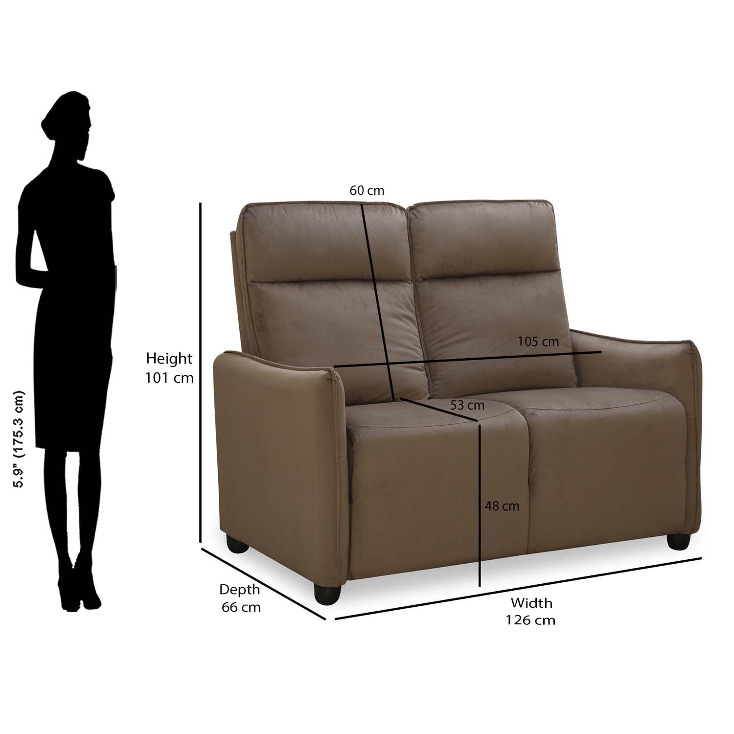 Nilkamal Carlton 2 Seater Sofa (Light Brown)