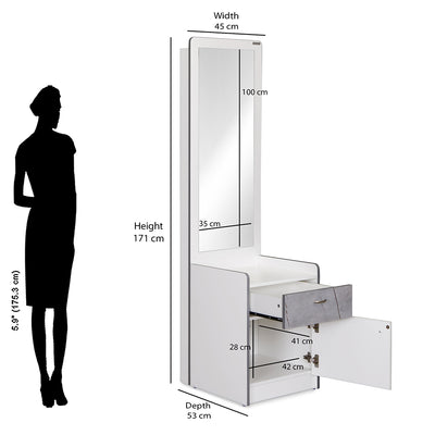 Nilkamal Marbito Dresser With Mirror (White)