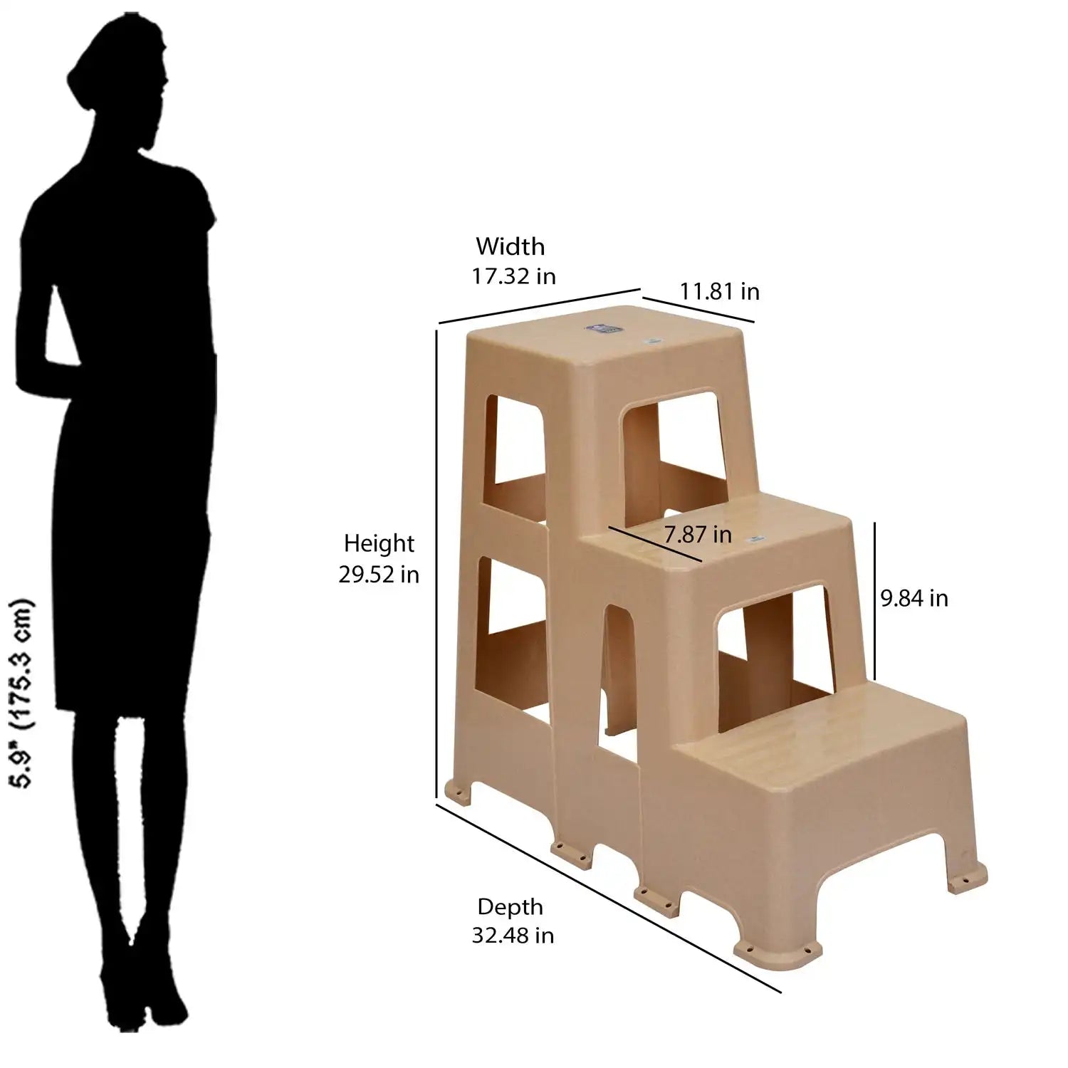 Nilkamal Kick Plastic Step Stool - Size in Inch