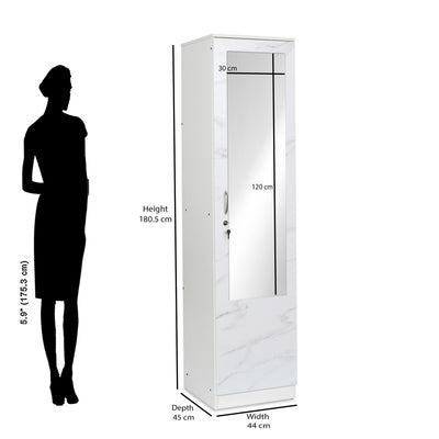 Nilkamal Marbito 1 Door Wardrobe With Mirror (White)