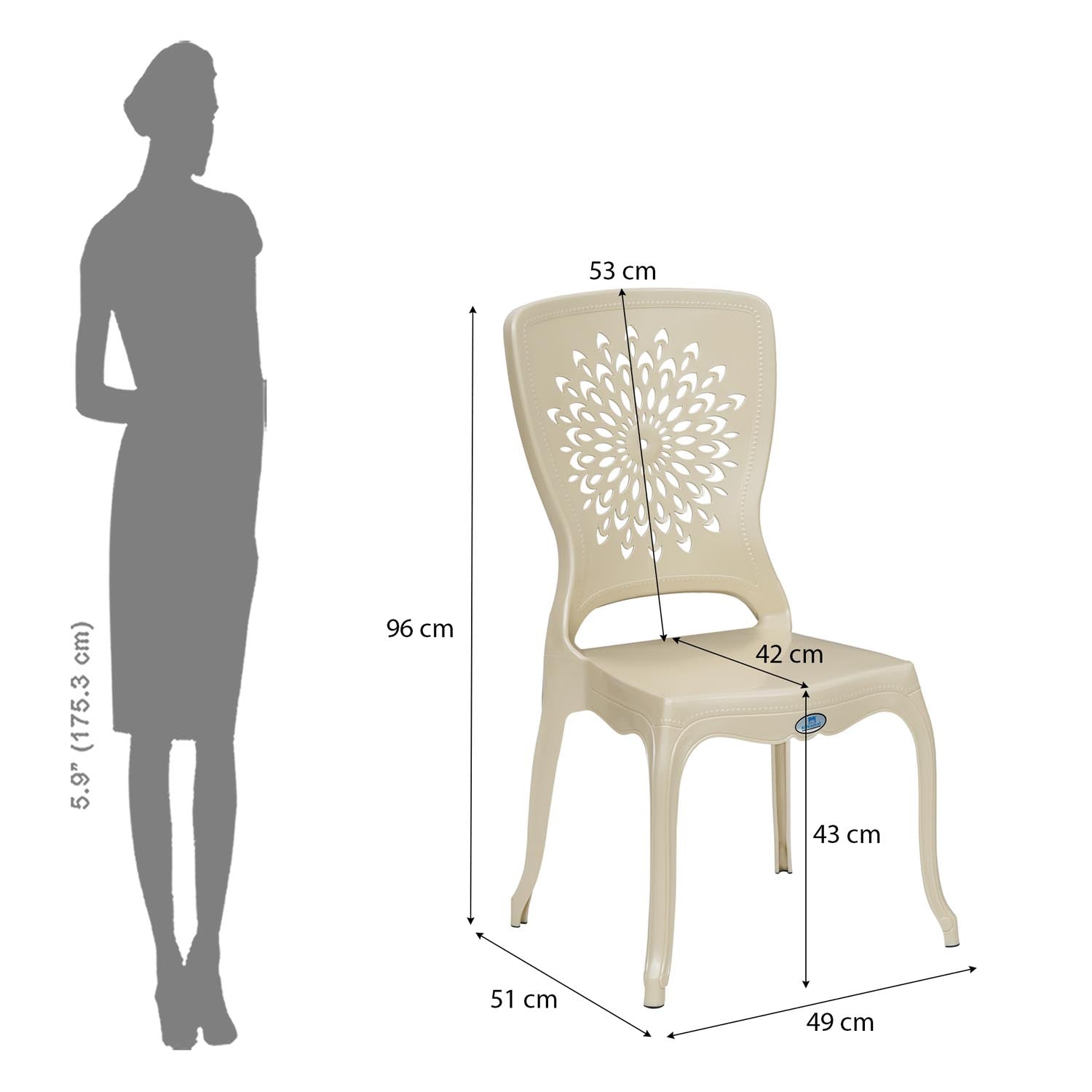 Nilkamal Aura Plastic Chair (Pearl White)
