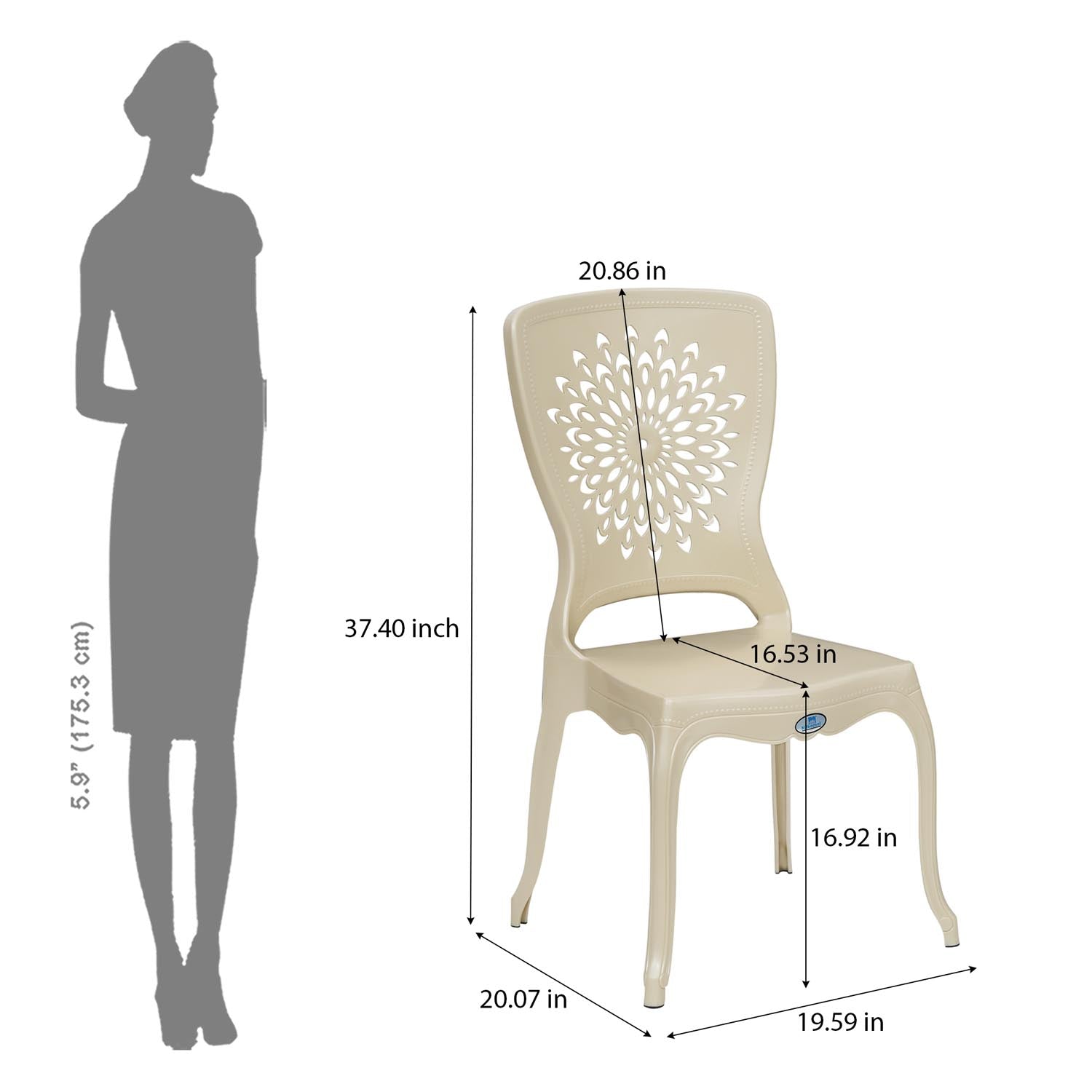 Nilkamal Aura Plastic Chair (Pearl White)