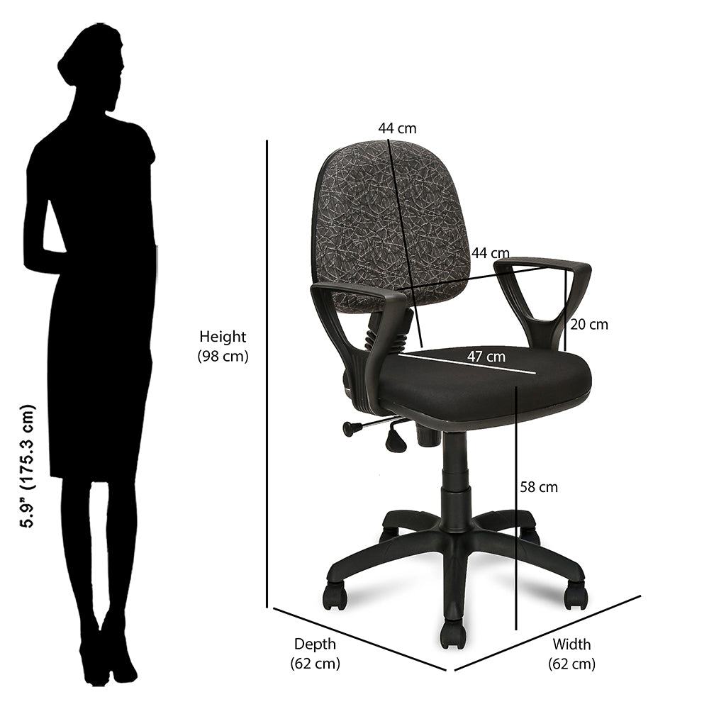 Nilkamal Soren Mid Back Cushion Office Chair (Black)