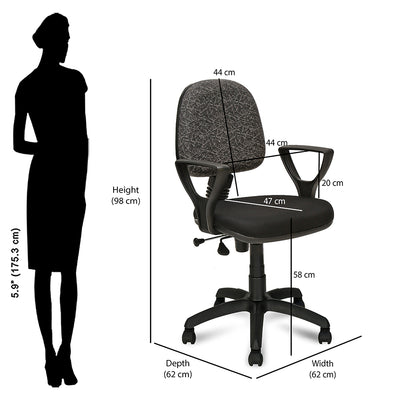 Nilkamal Soren Mid Back Cushion Office Chair (Black)