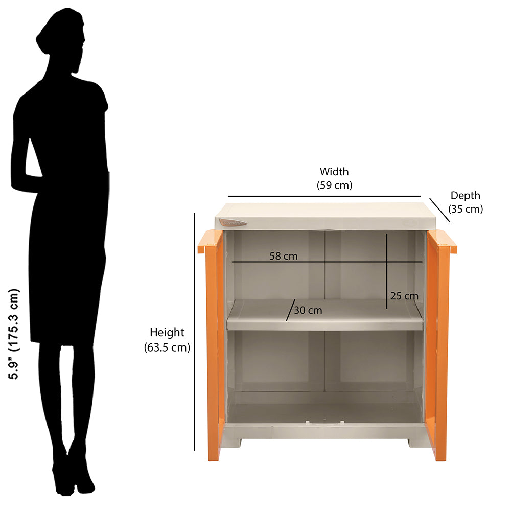 Nilkamal Freedom Mini (FMSJ) Jungle Theme Kids Plastic Storage Cabinet (Beach/Pastel Orange)