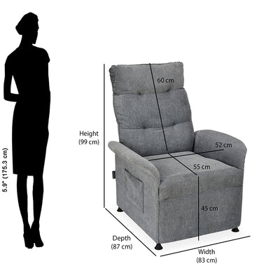 Nilkamal Electro 1 Seater Electric Recliner Sofa (Dark Grey)