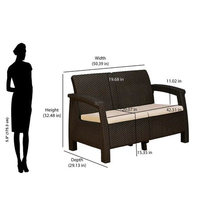 Nilkamal Goa Two Seater Plastic Sofa Set with Cushion Size in Inch