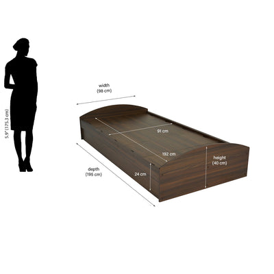 Nilkamal Addison Single Bed With Box Storage (Classic Walnut)