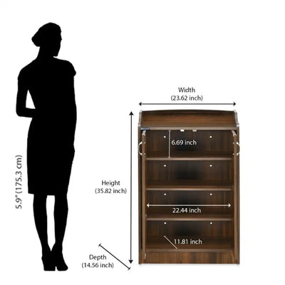 Nilkamal Alpine Shoe Cabinet (Classic Walnut)