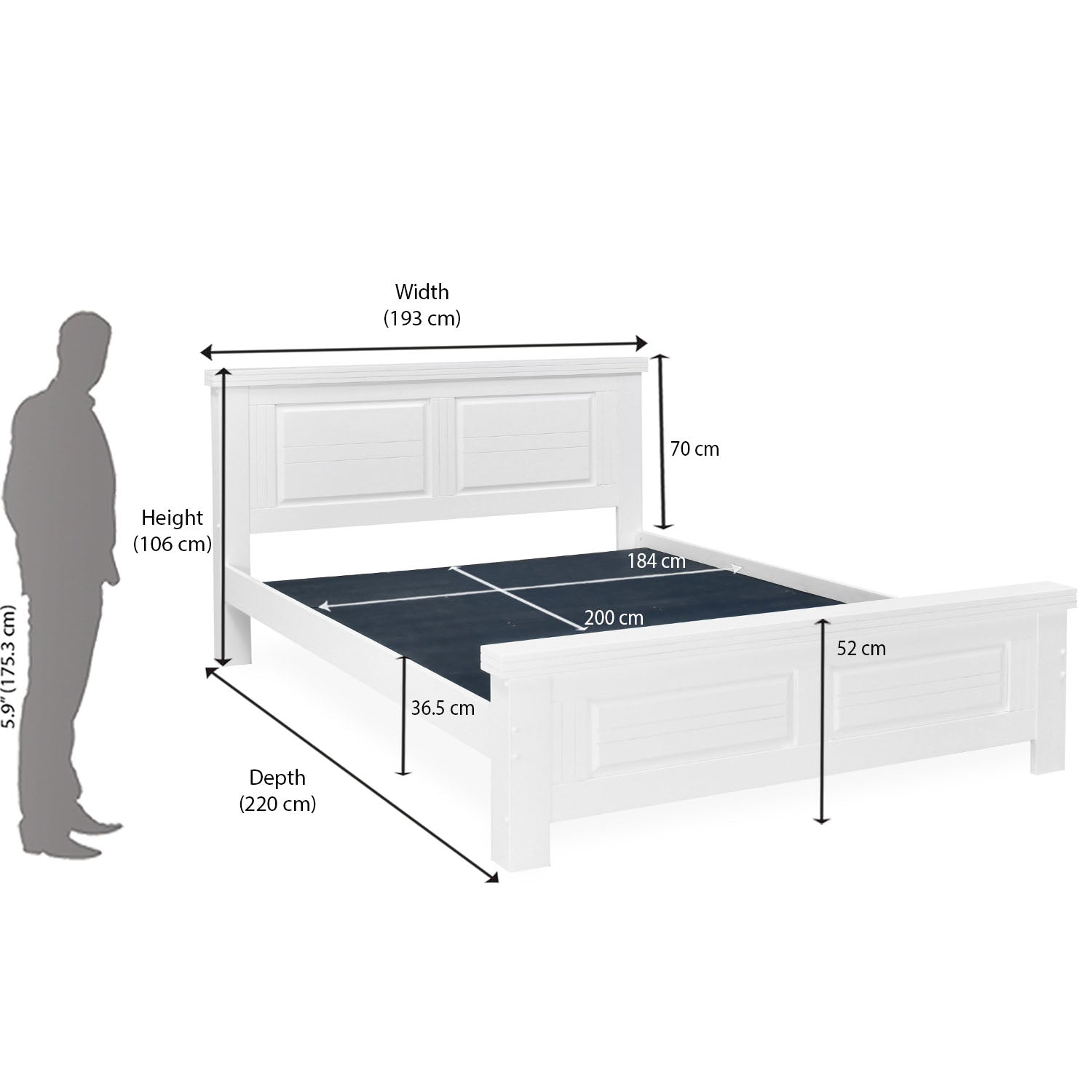 Nilkamal Anderson Solid Wood king Bed without Storage (White)
