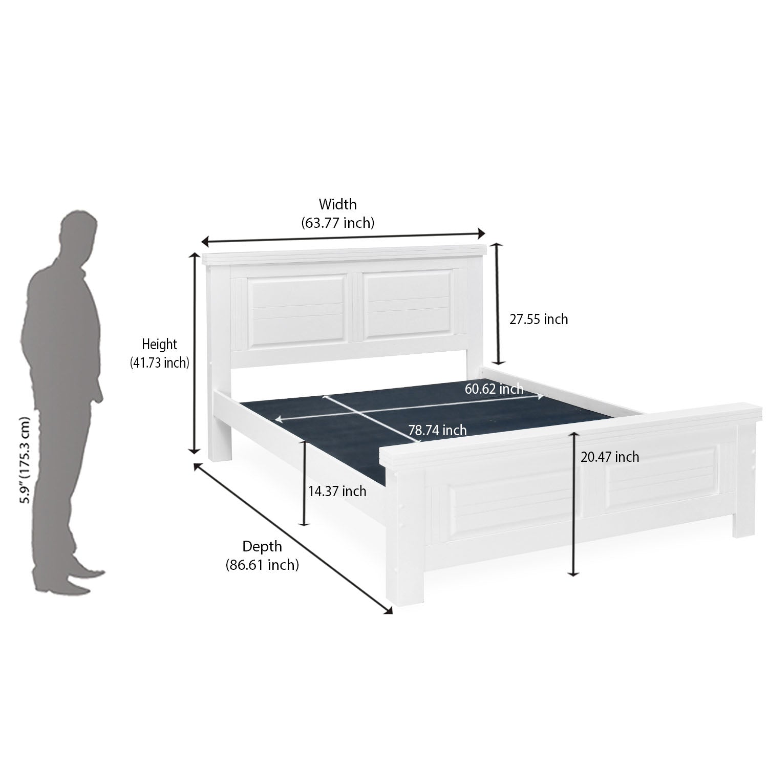 Nilkamal Anderson Solid Wood Queen Bed without Storage (White)